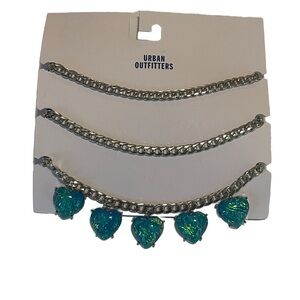 Urban Outfitters Necklace Chain Layers Heart Pendants New With Tags